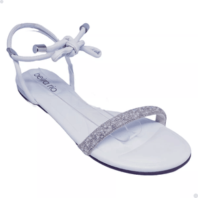 Sandália Beira Rio Rasteira Feminina Branco Furtacor Perola