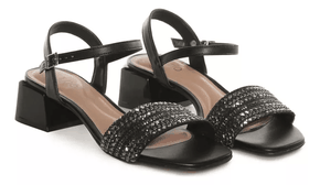 Sandália Feminina Salto Beira Rio Casual Leve Preto com strass