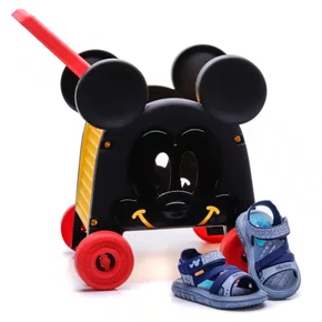 Sandalia Mickey Grendene Infantil Disney Baby Azul + Brinquedo