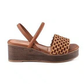 Sandalia Mississipi Tabaco Salto Anabela Feminino