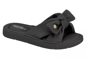 Sandalia Modare Slide Nobuck Feminino Preto com Lacinho Ultra Conforto