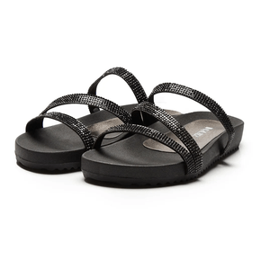 Sandalia Papete Preta com Brilho Quiz