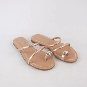 Sandália Rasteira Com Tiras Dourada Beira Rio