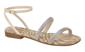 Sandália Rasteira Feminina Beira Rio Tiras Delicada com Strass