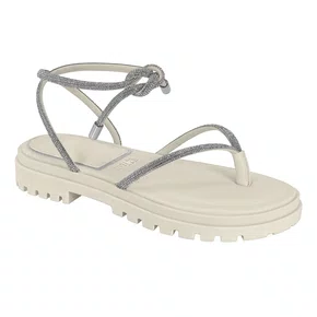Sandalia Vizzano Feminina Branco Off Cristal com Strass Amarração