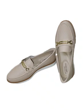 Sapato Modare Bege Mocassim com Leve Salto Plataforma