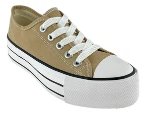 Tênis Street Bege Plataforma Feminino Casual