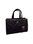 Bolsa SATCHEL Preta Media Matelasse com Alça Longa