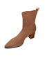 Bota Feminina Meia Knit Salto Bloco Marrom Bico Achatado Quiz