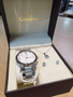Kit Champion Relogio de Pulso + Conjunto de Brincos e Colar Prata com Strass