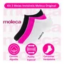 Kit meia Moleca invisível 3 cores Branco+Rosa+Preto