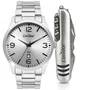 Kit Relogio Condor Technos Masculino Prata com Canivete