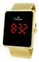 Relógio Champion Quadrado Digital Dourado Led Tela Preta