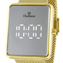 Relógio Champion Quadrado Digital Led Dourado Tela Espelhada