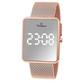 Relógio Champion Quadrado Digital Led Rosé Gold Tela Espelhada