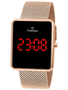 Relógio Champion Rosé Gold Quadrado Digital Led Tela Preta