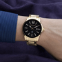 Relógio Technos Dourado Masculino Fundo Preto Golf Analógico Original