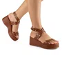 Sandalia Mississipi Berteli Tabaco Feminino Salto Anabela
